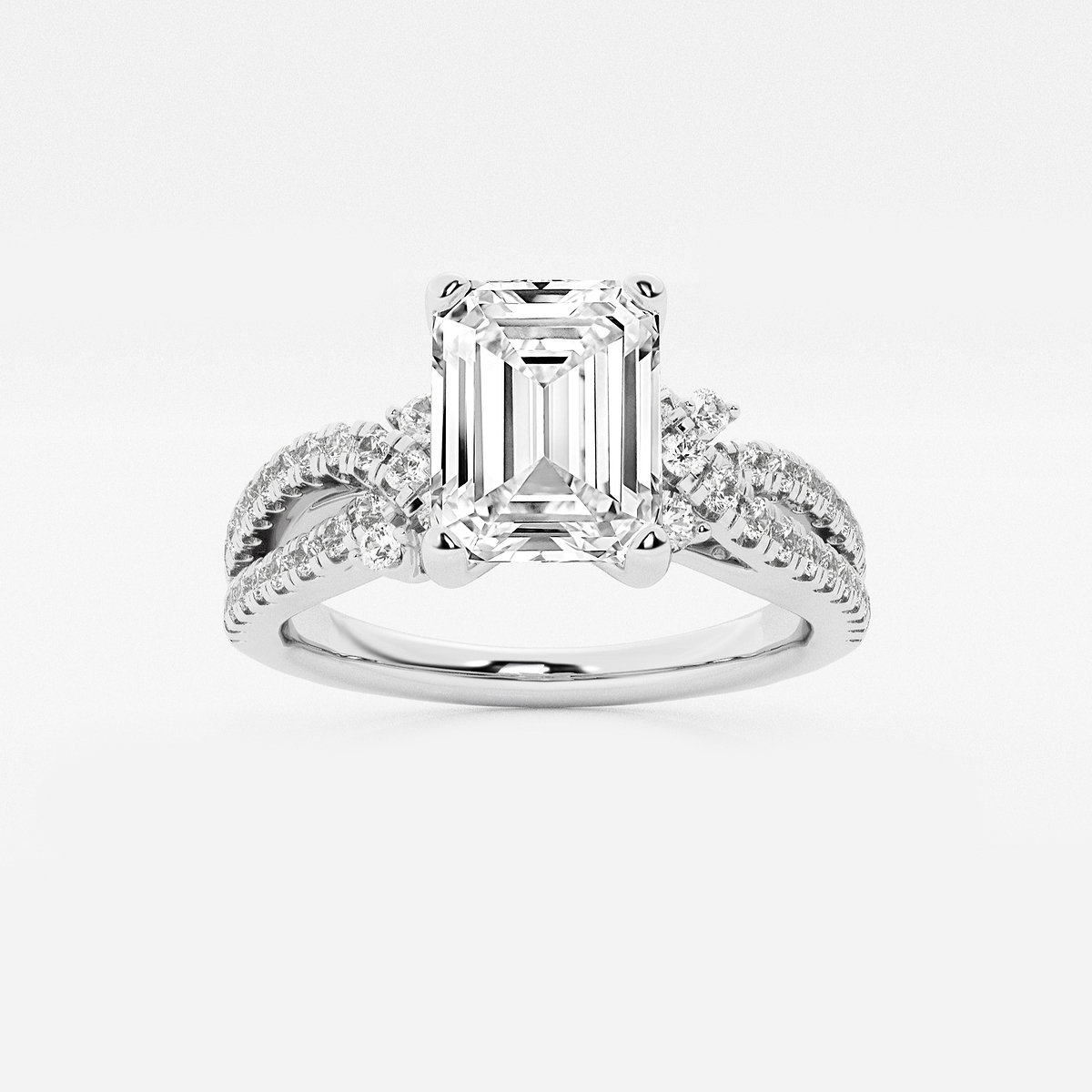 2 ctw Emerald Lab Grown Diamond Petite Bow Engagement Ring