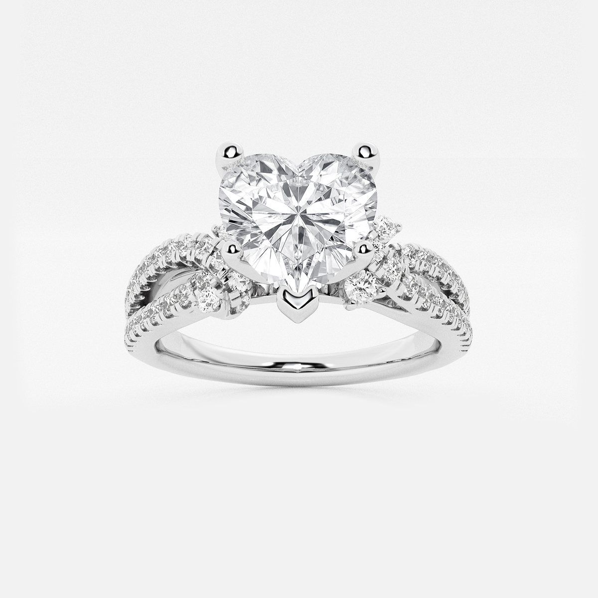 1 1/4 ctw Heart Lab Grown Diamond Petite Bow Engagement Ring