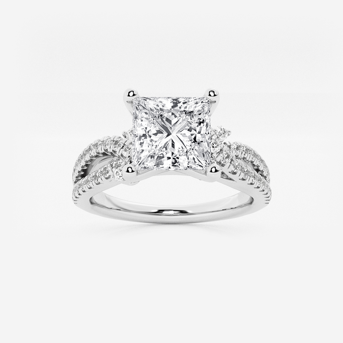 2 1/2 ctw Princess Lab Grown Diamond Petite Bow Engagement Ring