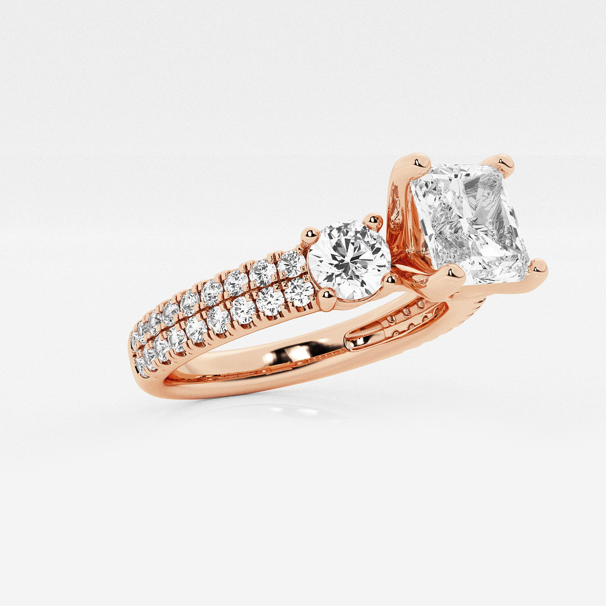 Additional Image 1 for  2 1/4 ctw Asscher Lab Grown Diamond Engagement Ring with Double Row Side Accents