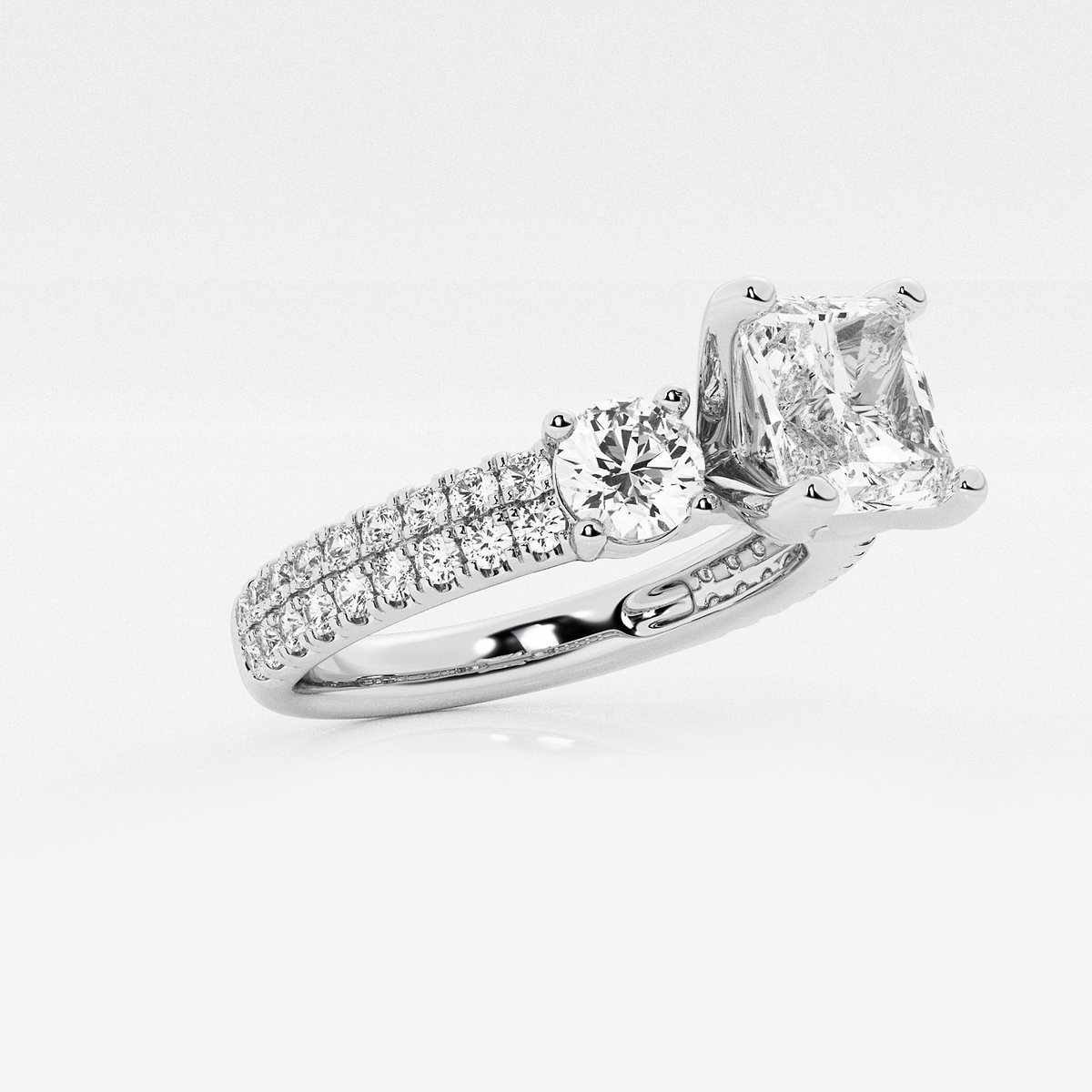 Additional Image 1 for  2 1/4 ctw Asscher Lab Grown Diamond Engagement Ring with Double Row Side Accents