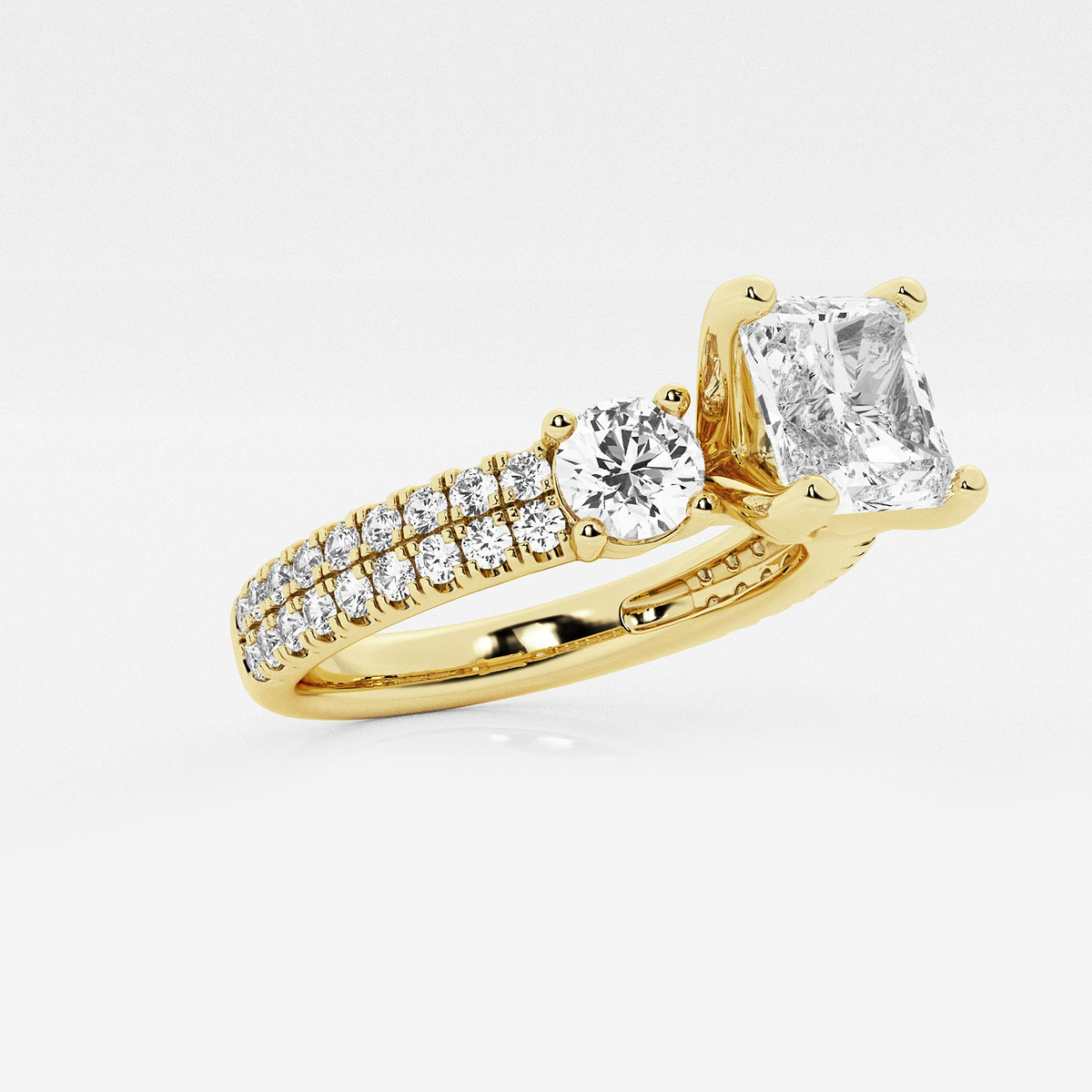 Additional Image 1 for  2 1/4 ctw Asscher Lab Grown Diamond Engagement Ring with Double Row Side Accents