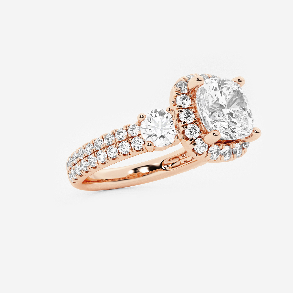 Additional Image 1 for  3 1/4 ctw Cushion Lab Grown Diamond Double Row Side Stones Halo Engagement Ring
