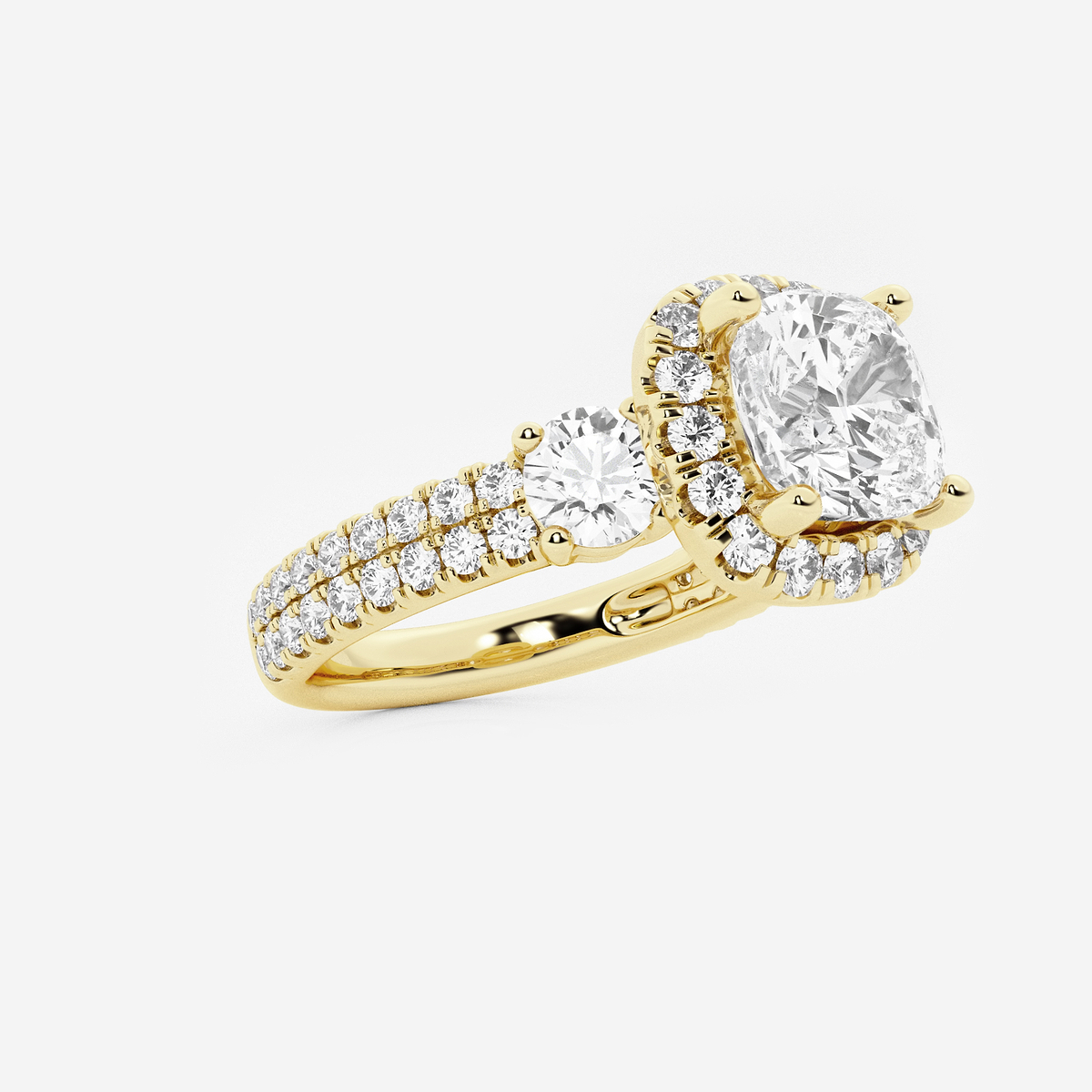 Additional Image 1 for  2 1/6 ctw Cushion Lab Grown Diamond Double Row Side Stones Halo Engagement Ring