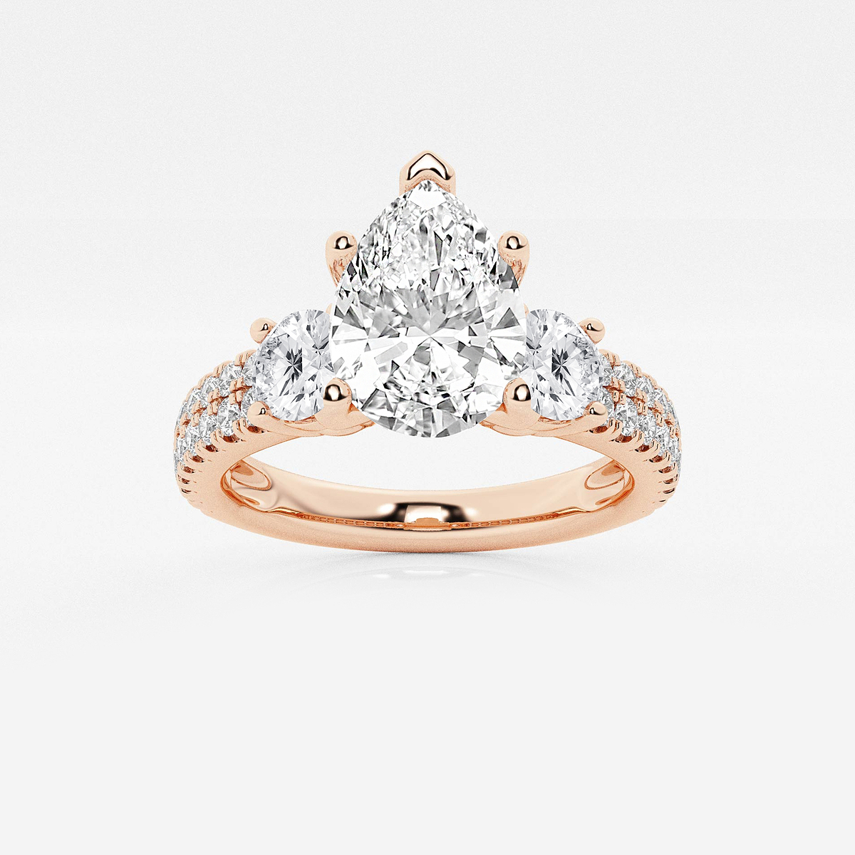 1 3/4 ctw Pear Lab Grown Diamond Engagement Ring with Double Row Side Accents