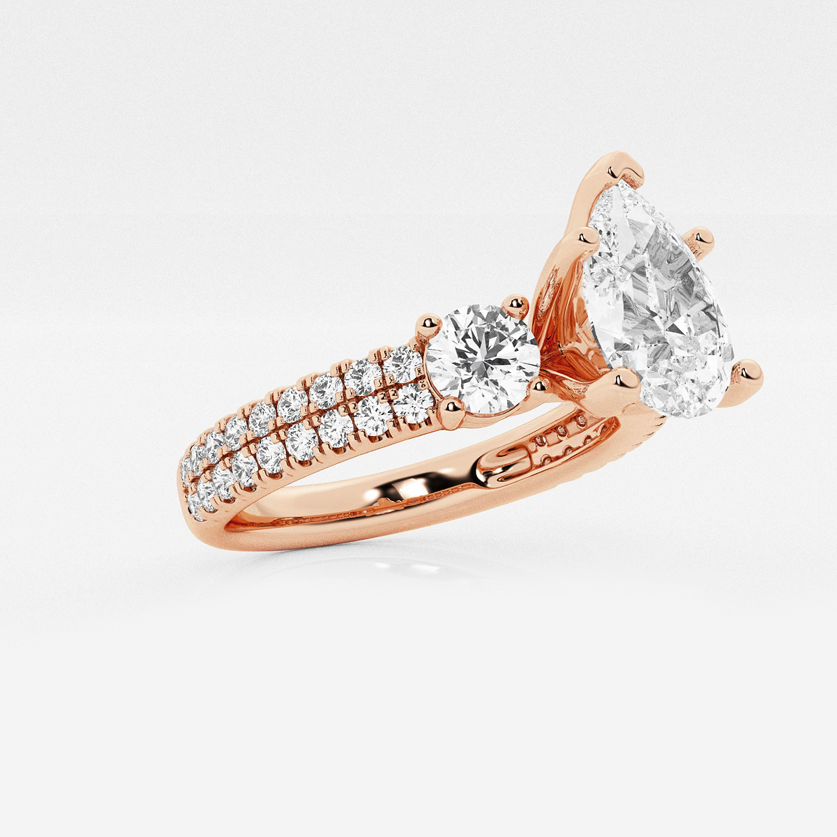 Additional Image 1 for  1 3/4 ctw Pear Lab Grown Diamond Engagement Ring with Double Row Side Accents