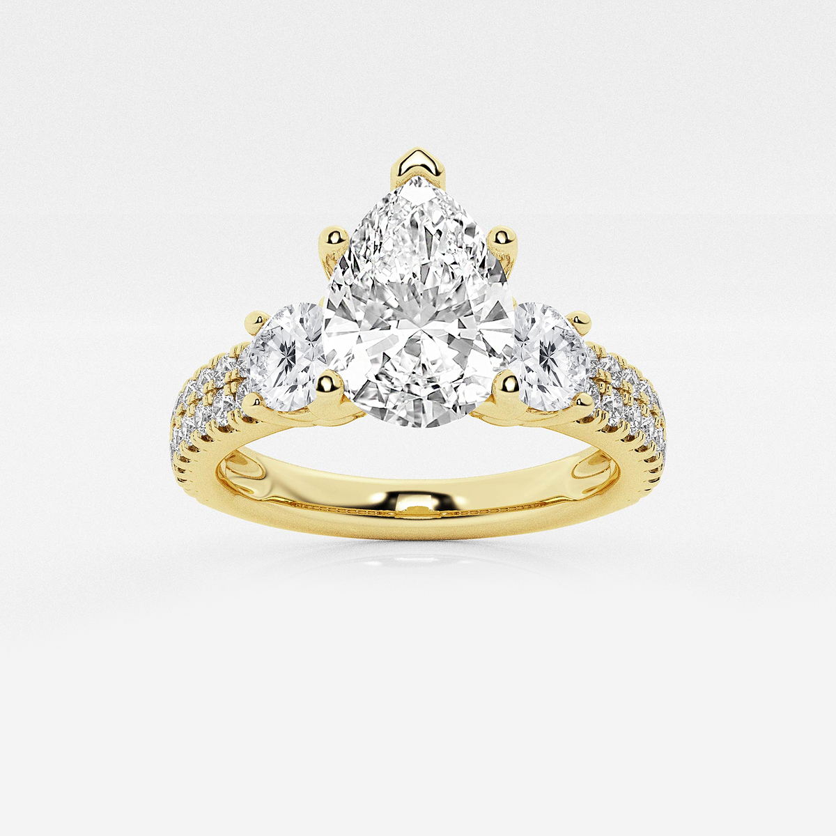 2 1/4 ctw Pear Lab Grown Diamond Engagement Ring with Double Row Side Accents