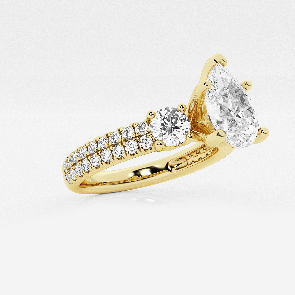 Additional Image 1 for  2 1/4 ctw Pear Lab Grown Diamond Engagement Ring with Double Row Side Accents