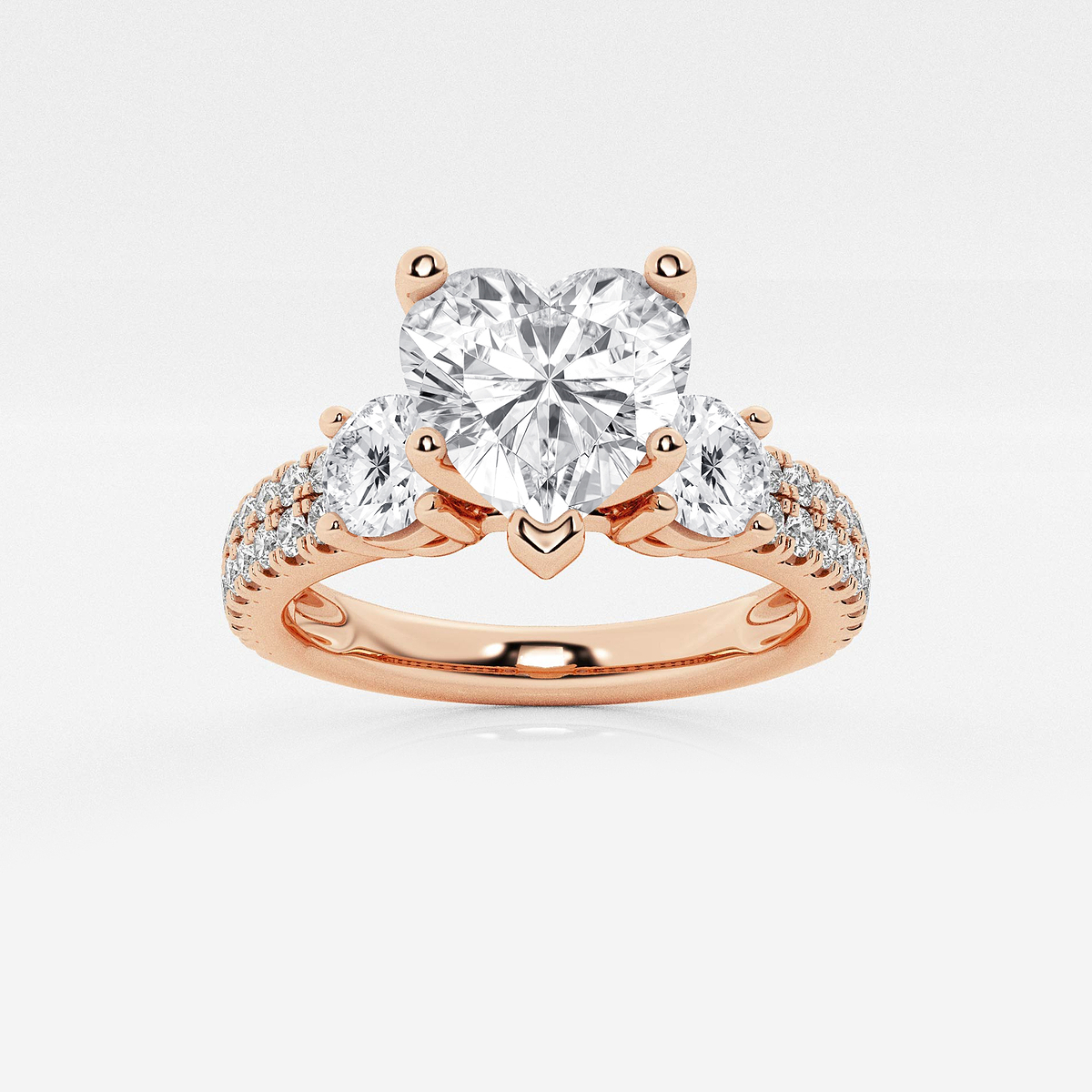 1 3/4 ctw Heart Lab Grown Diamond Engagement Ring with Double Row Side Accents
