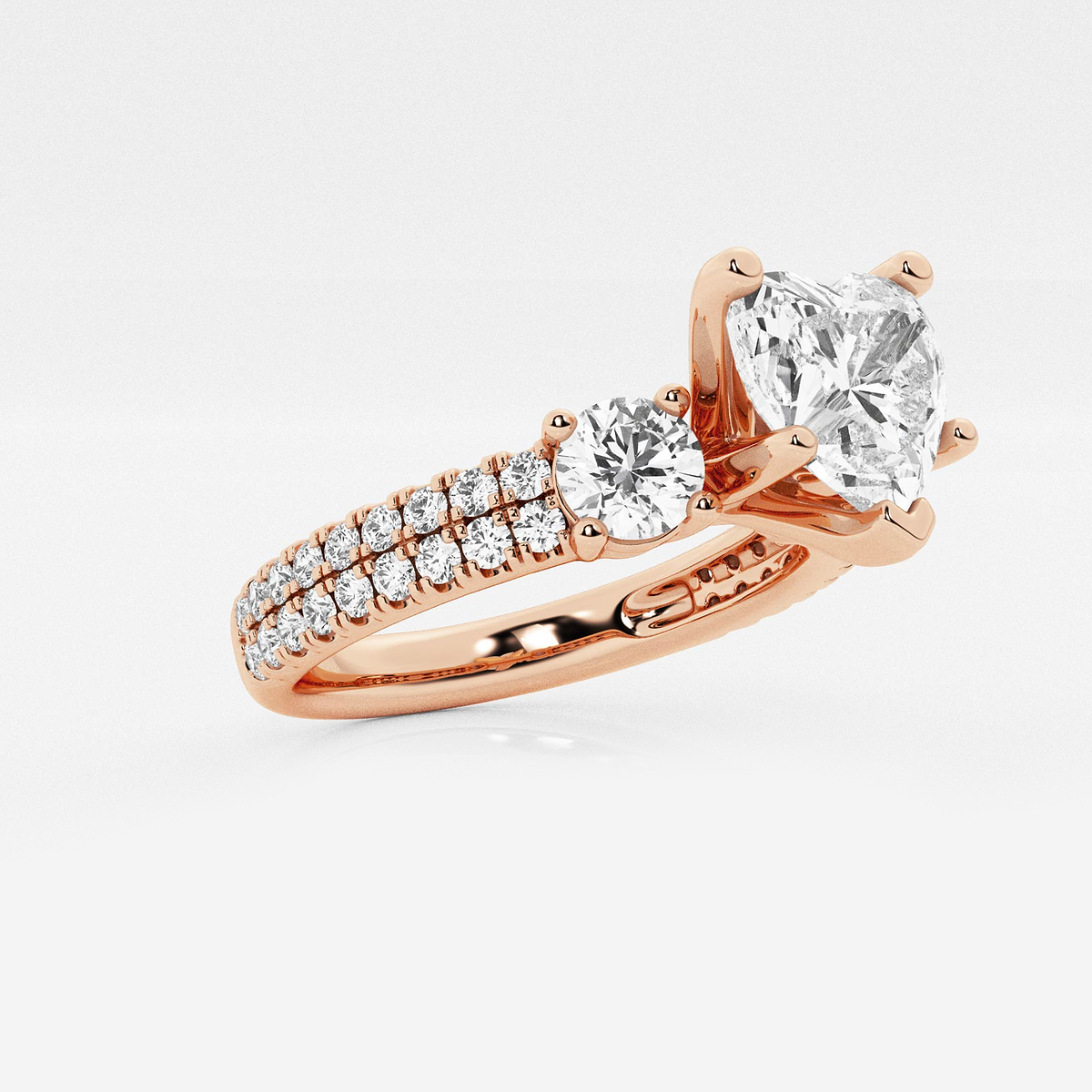 Additional Image 1 for  1 3/4 ctw Heart Lab Grown Diamond Engagement Ring with Double Row Side Accents