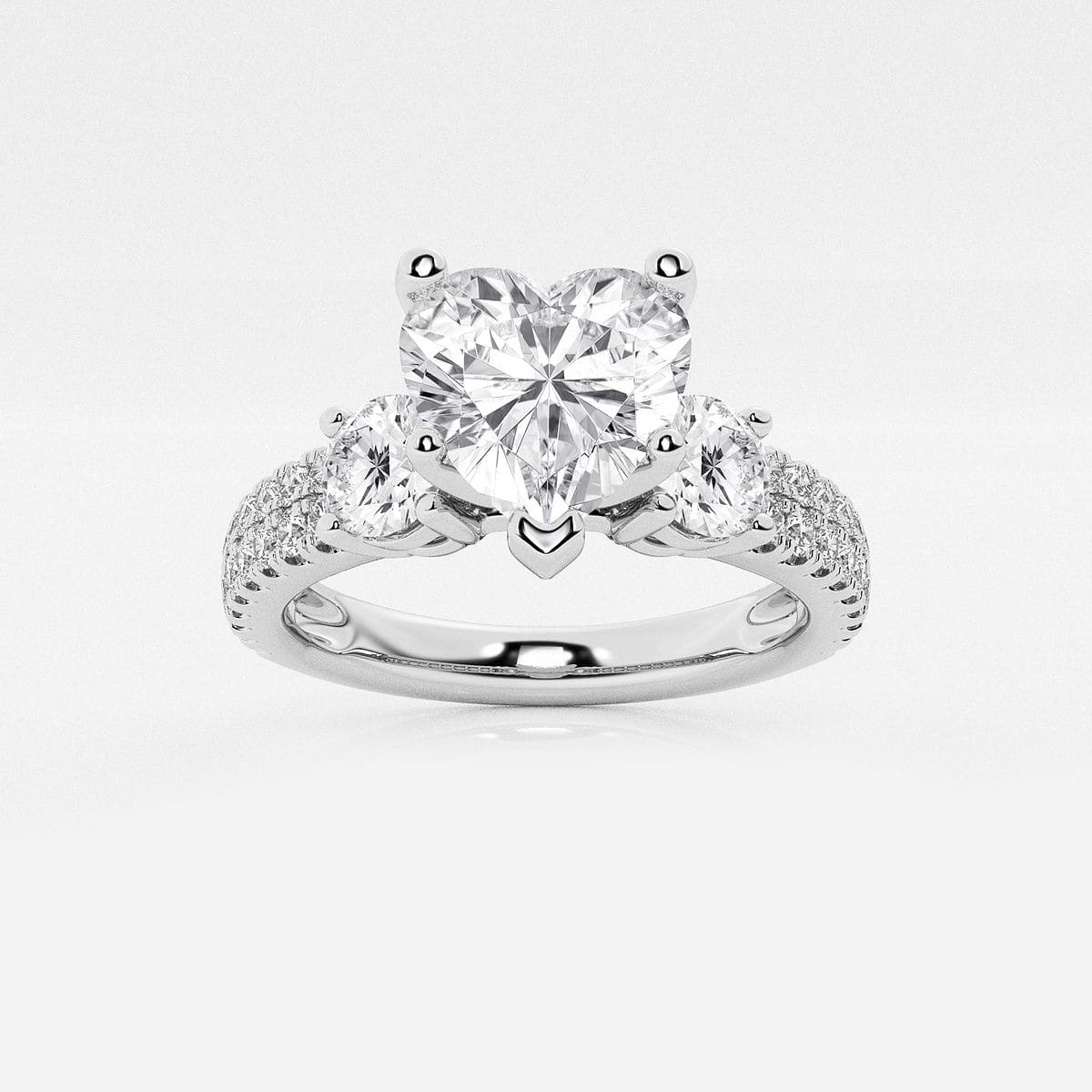 1 1/2 ctw Heart Lab Grown Diamond Engagement Ring with Double Row Side Accents