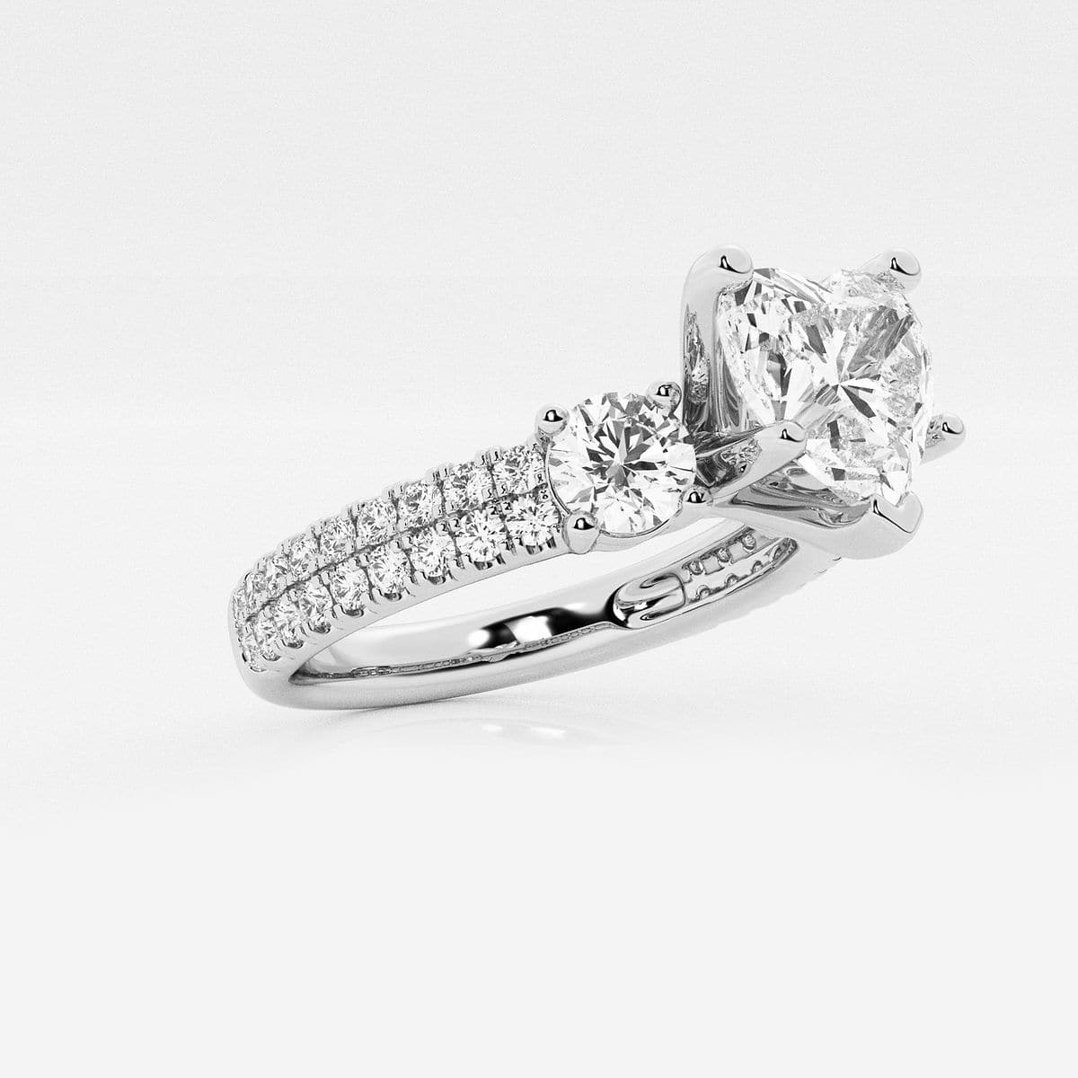 Additional Image 1 for  1 1/2 ctw Heart Lab Grown Diamond Engagement Ring with Double Row Side Accents