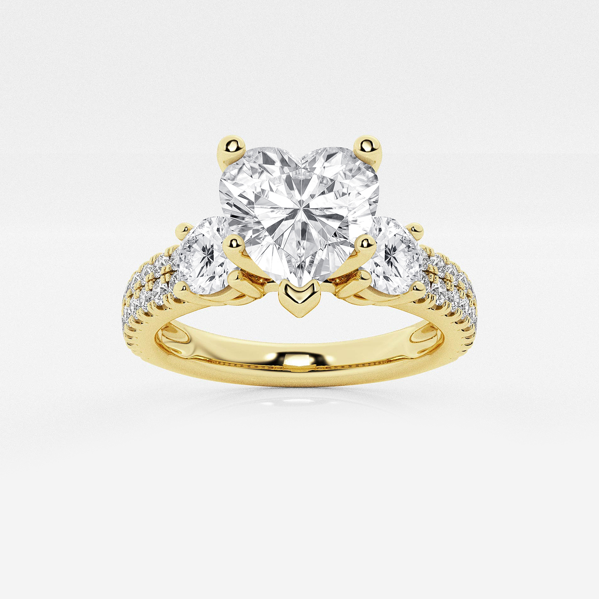 2 1/4 ctw Heart Lab Grown Diamond Engagement Ring with Double Row Side Accents