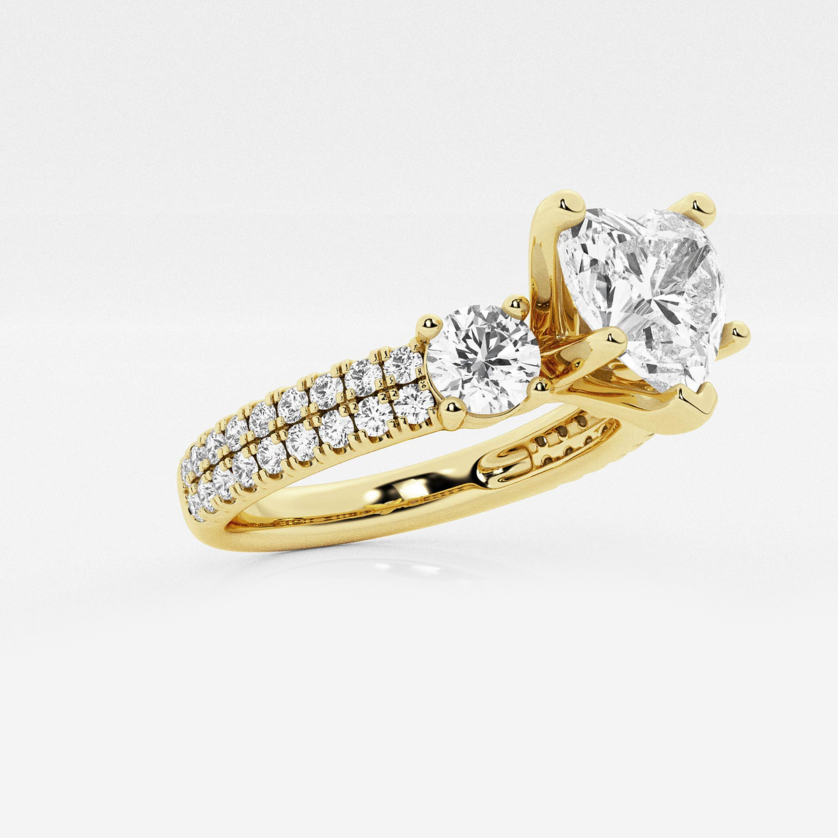 Additional Image 1 for  2 1/4 ctw Heart Lab Grown Diamond Engagement Ring with Double Row Side Accents