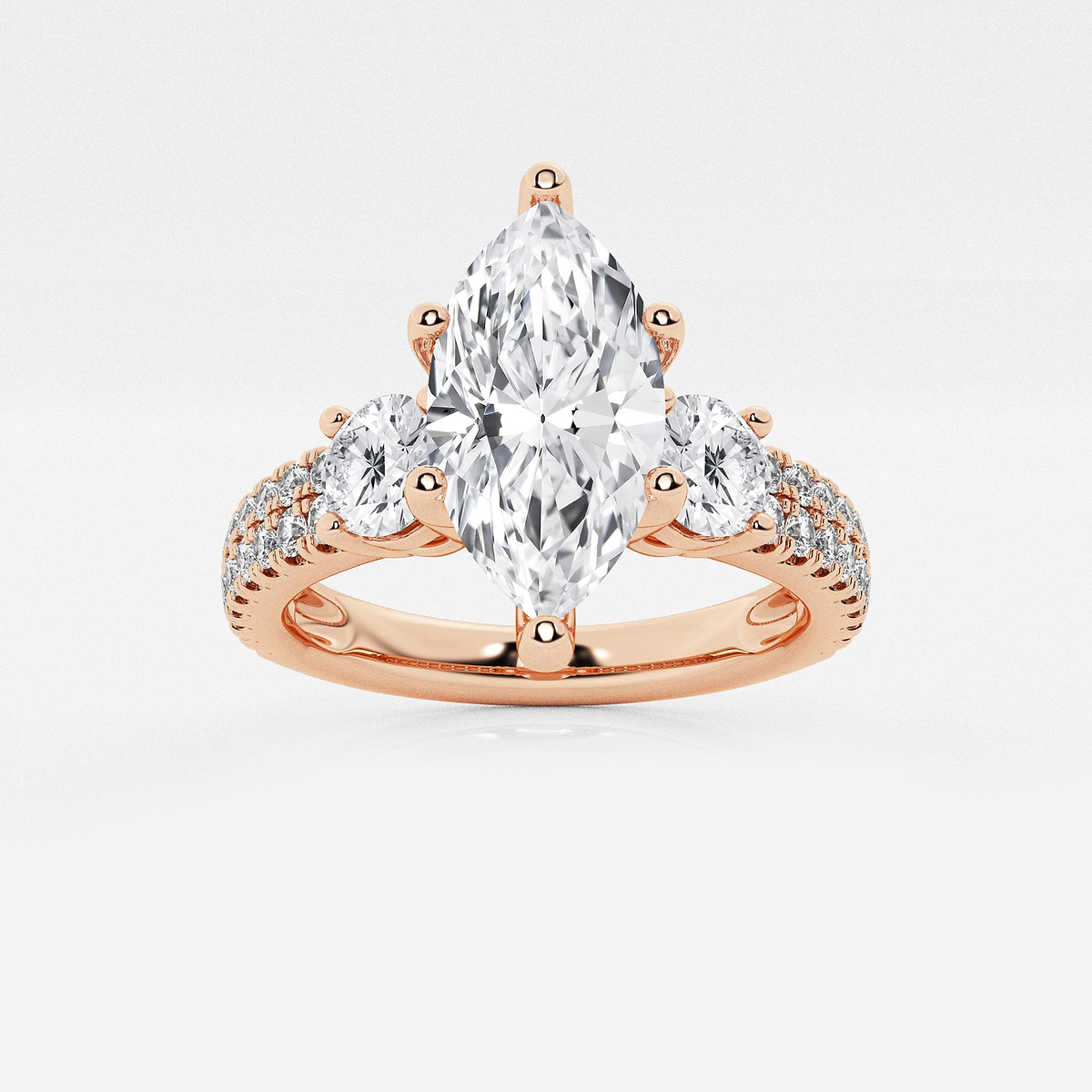 2 1/4 ctw Marquise Lab Grown Diamond Engagement Ring with Double Row Side Accents