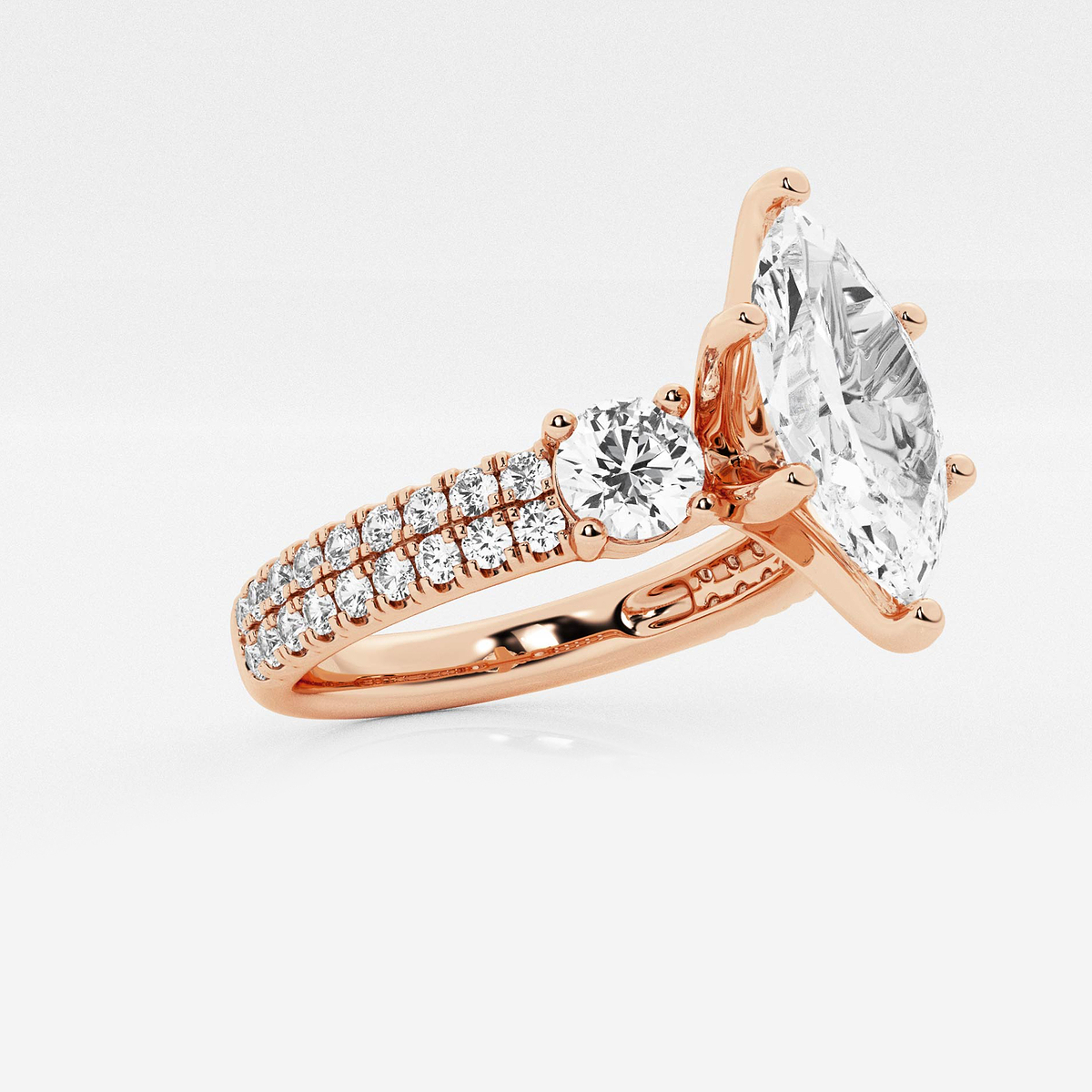 Additional Image 1 for  2 1/4 ctw Marquise Lab Grown Diamond Engagement Ring with Double Row Side Accents