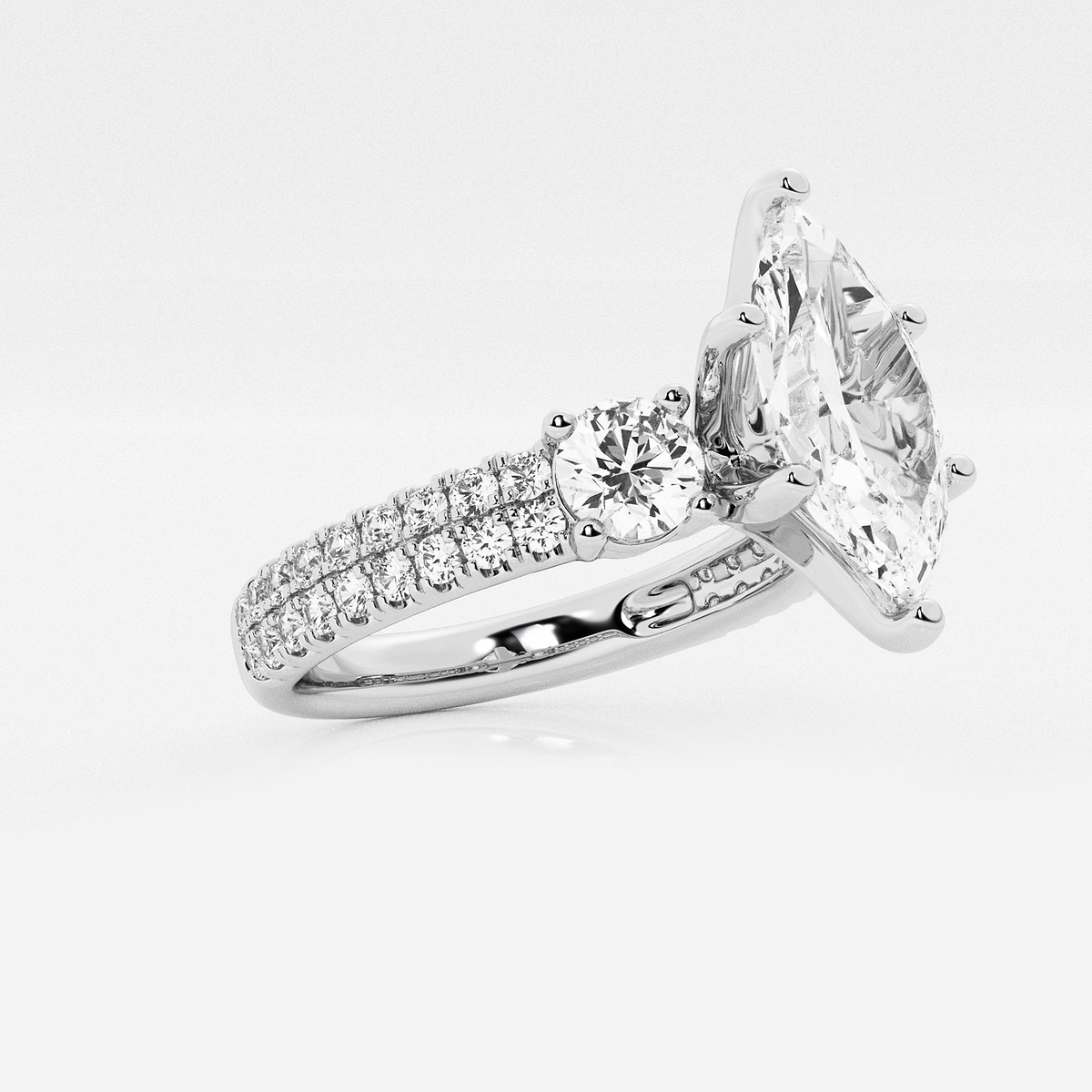 Additional Image 1 for  2 1/4 ctw Marquise Lab Grown Diamond Engagement Ring with Double Row Side Accents