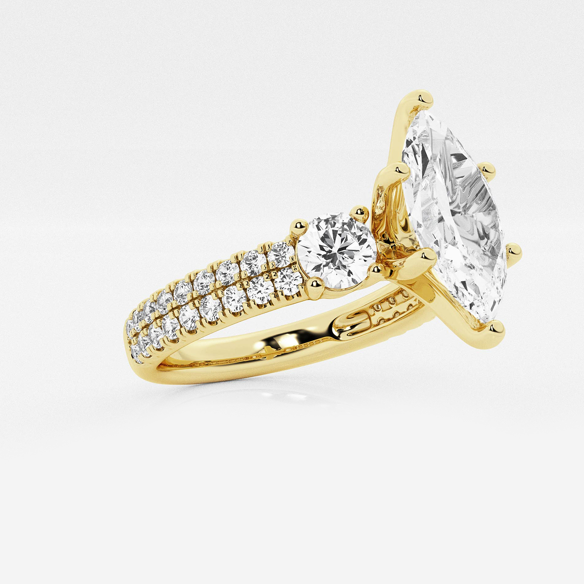 Additional Image 1 for  2 1/4 ctw Marquise Lab Grown Diamond Engagement Ring with Double Row Side Accents