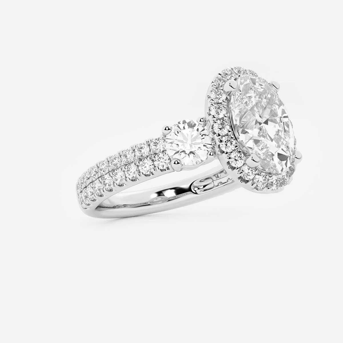 Additional Image 1 for  2 1/6 ctw Oval Lab Grown Diamond Double Row Side Stones Halo Engagement Ring