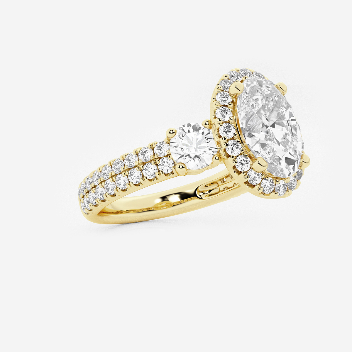 Additional Image 1 for  2 1/6 ctw Oval Lab Grown Diamond Double Row Side Stones Halo Engagement Ring