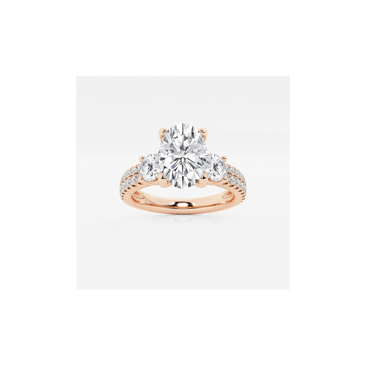 1 3/4 ctw Oval Lab Grown Diamond Engagement Ring with Double Row Side Accents