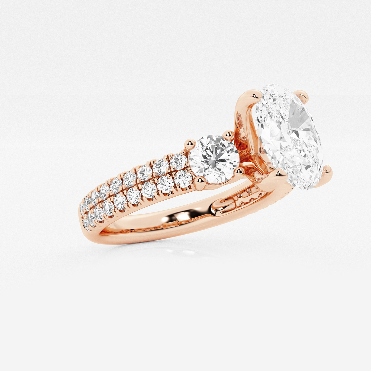 Additional Image 1 for  1 3/4 ctw Oval Lab Grown Diamond Engagement Ring with Double Row Side Accents