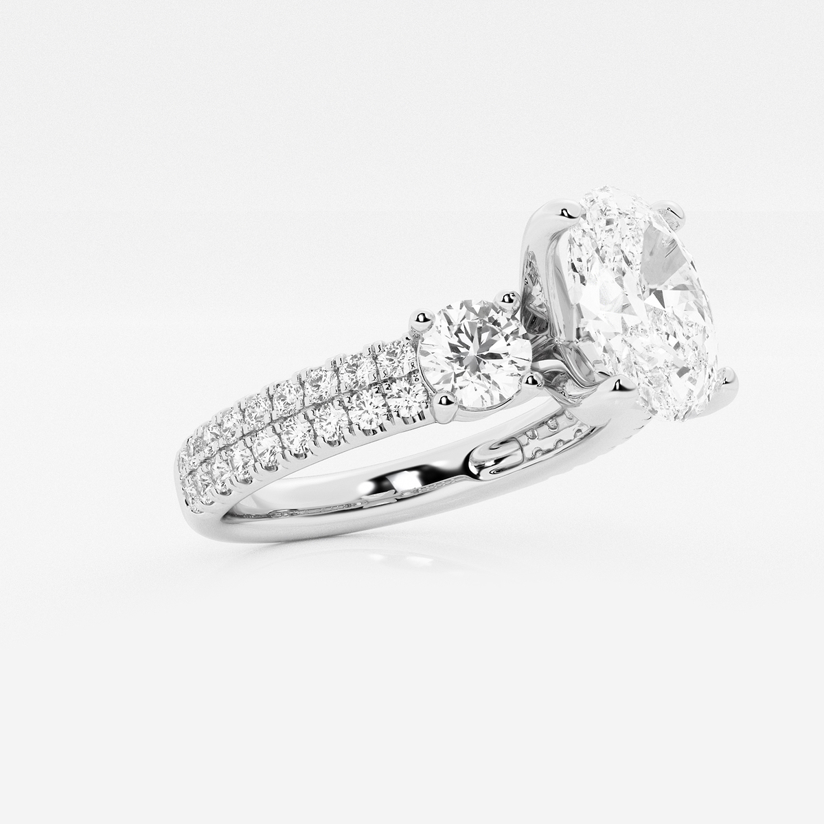Additional Image 1 for  1 3/4 ctw Oval Lab Grown Diamond Engagement Ring with Double Row Side Accents