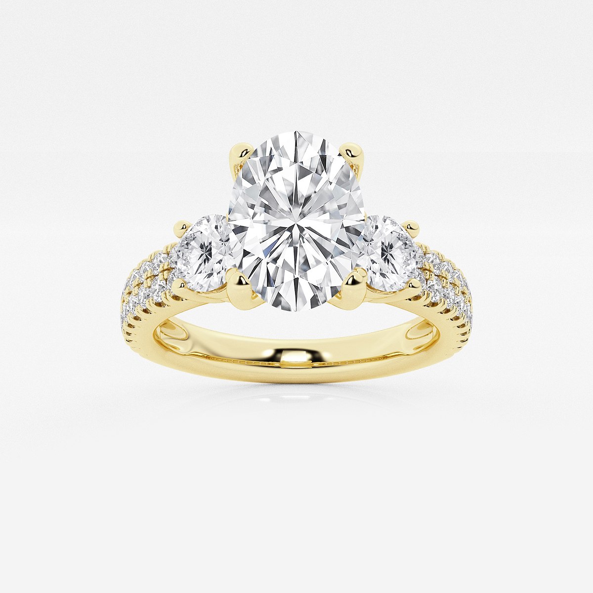 2 1/4 ctw Oval Lab Grown Diamond Engagement Ring with Double Row Side Accents