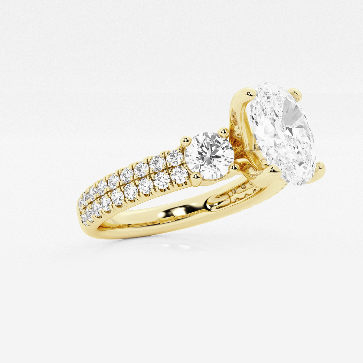 Additional Image 1 for  2 1/4 ctw Oval Lab Grown Diamond Engagement Ring with Double Row Side Accents