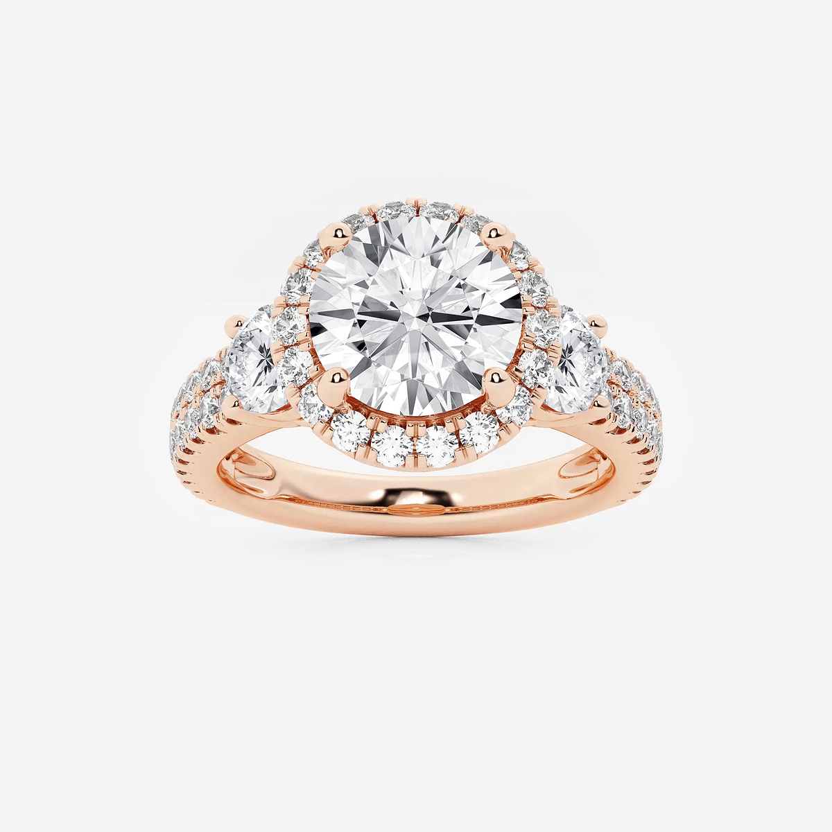 2 1/6 ctw Round Lab Grown Diamond Double Row Side Stones Halo Engagement Ring