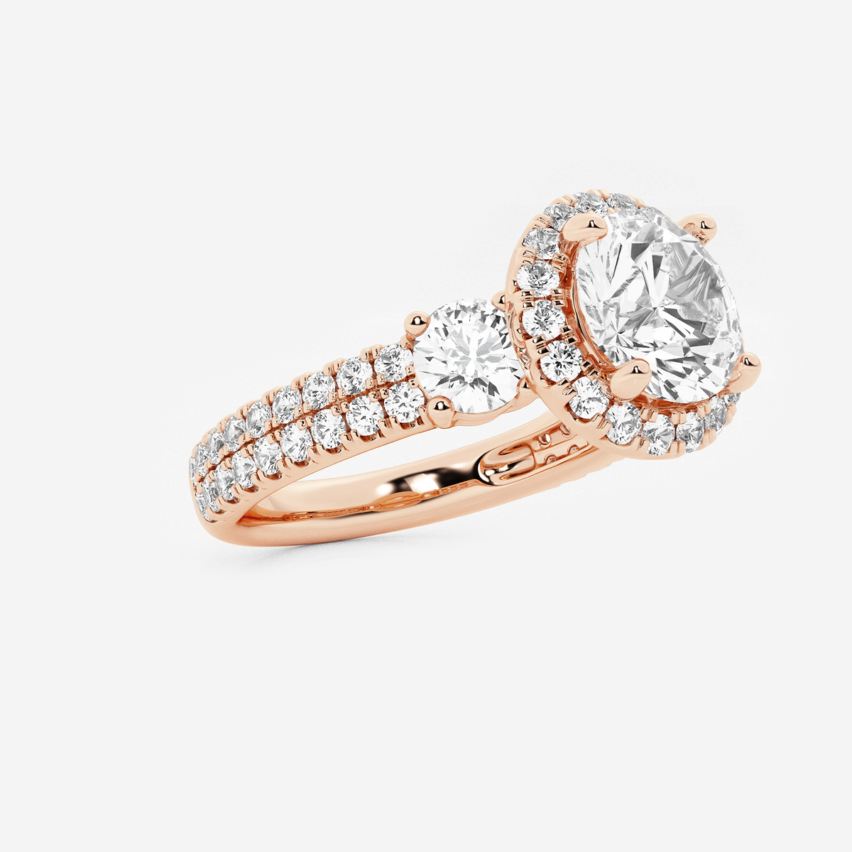 Additional Image 1 for  2 1/6 ctw Round Lab Grown Diamond Double Row Side Stones Halo Engagement Ring