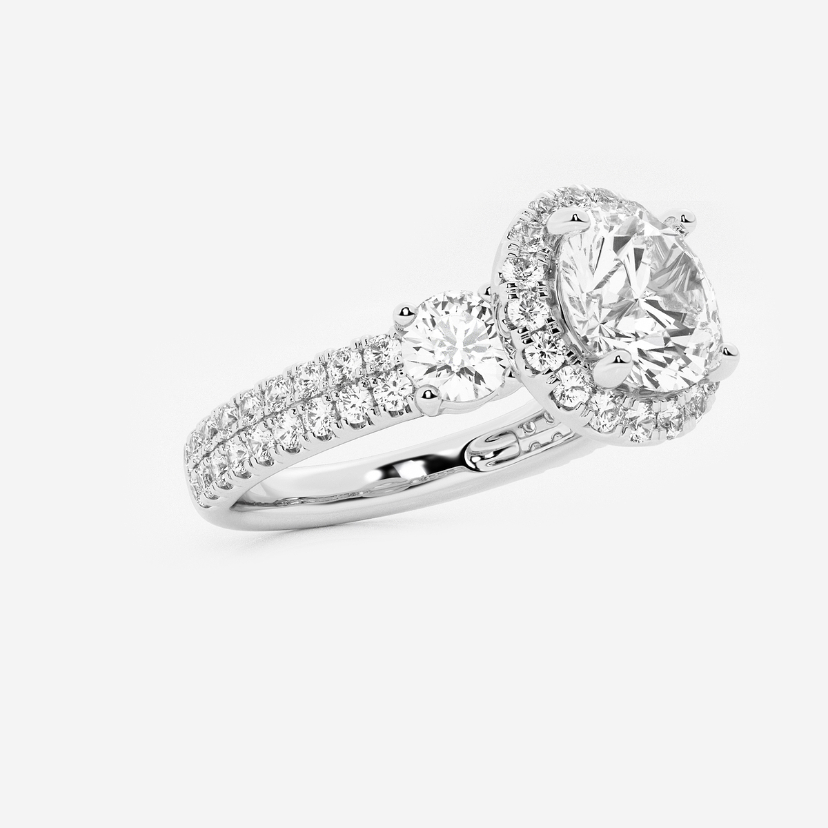 Additional Image 1 for  2 1/6 ctw Round Lab Grown Diamond Double Row Side Stones Halo Engagement Ring