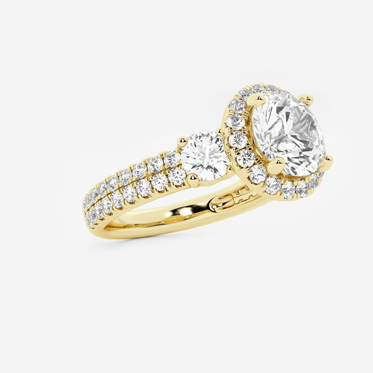 Additional Image 1 for  2 1/6 ctw Round Lab Grown Diamond Double Row Side Stones Halo Engagement Ring