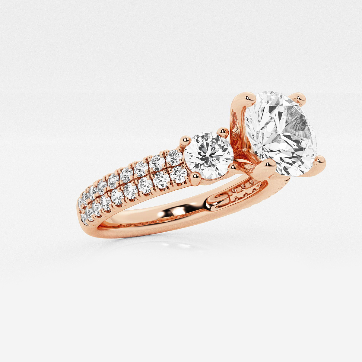 Additional Image 1 for  1 3/4 ctw Round Lab Grown Diamond Engagement Ring with Double Row Side Accents