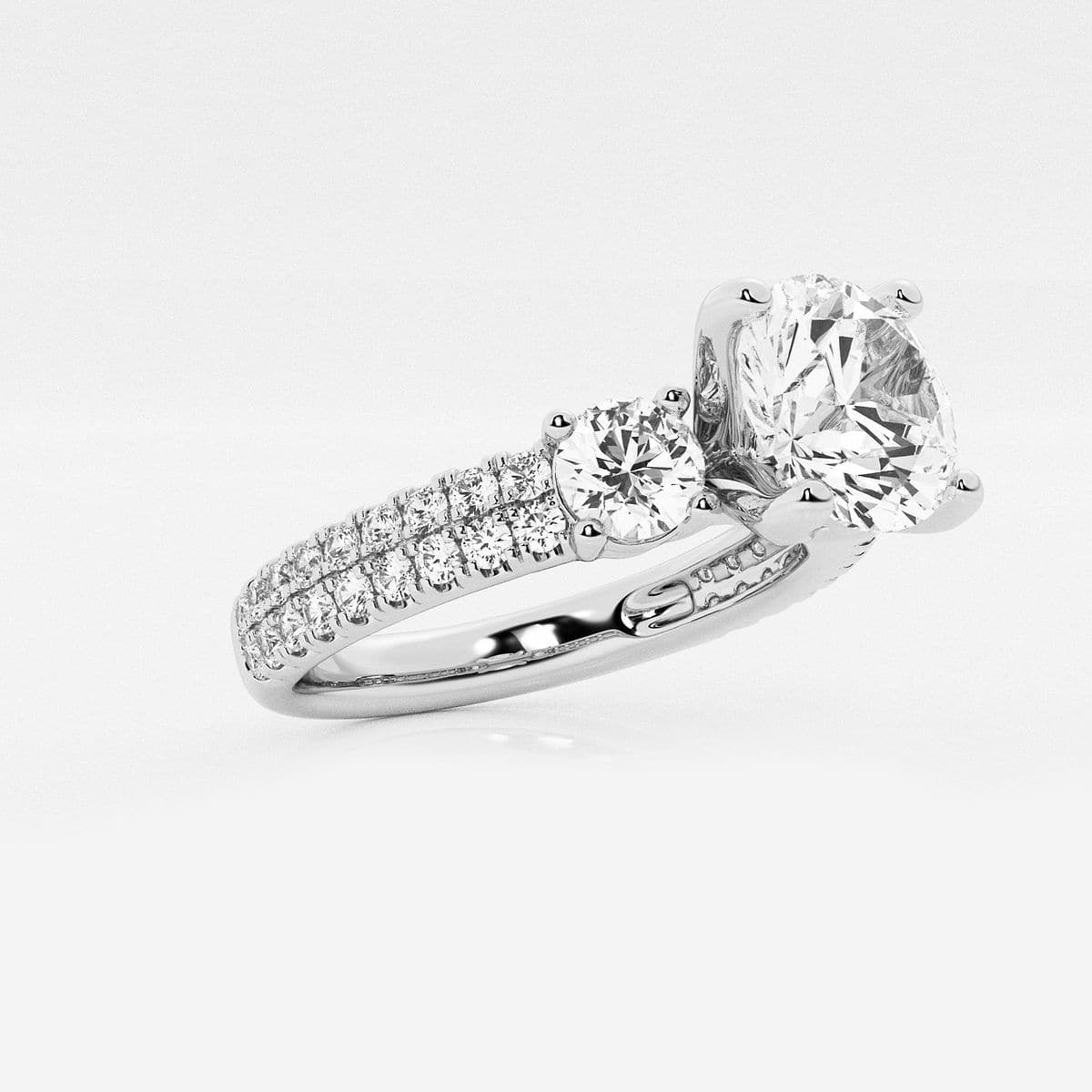 Additional Image 1 for  1 1/2 ctw Round Lab Grown Diamond Engagement Ring with Double Row Side Accents