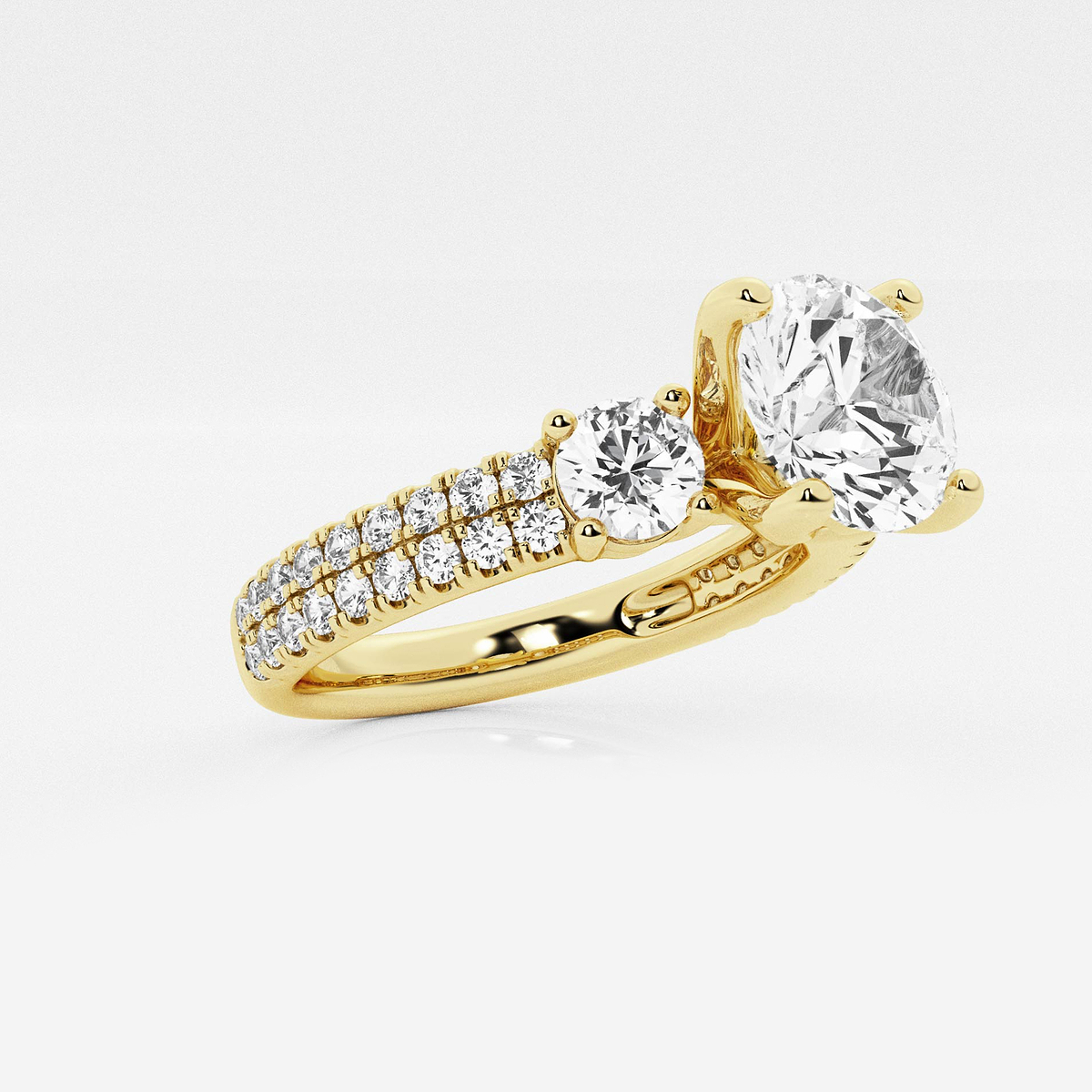 Additional Image 1 for  1 3/4 ctw Round Lab Grown Diamond Engagement Ring with Double Row Side Accents
