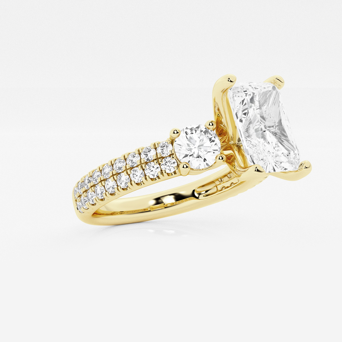 Additional Image 1 for  1 3/4 ctw Radiant Lab Grown Diamond Engagement Ring with Double Row Side Accents