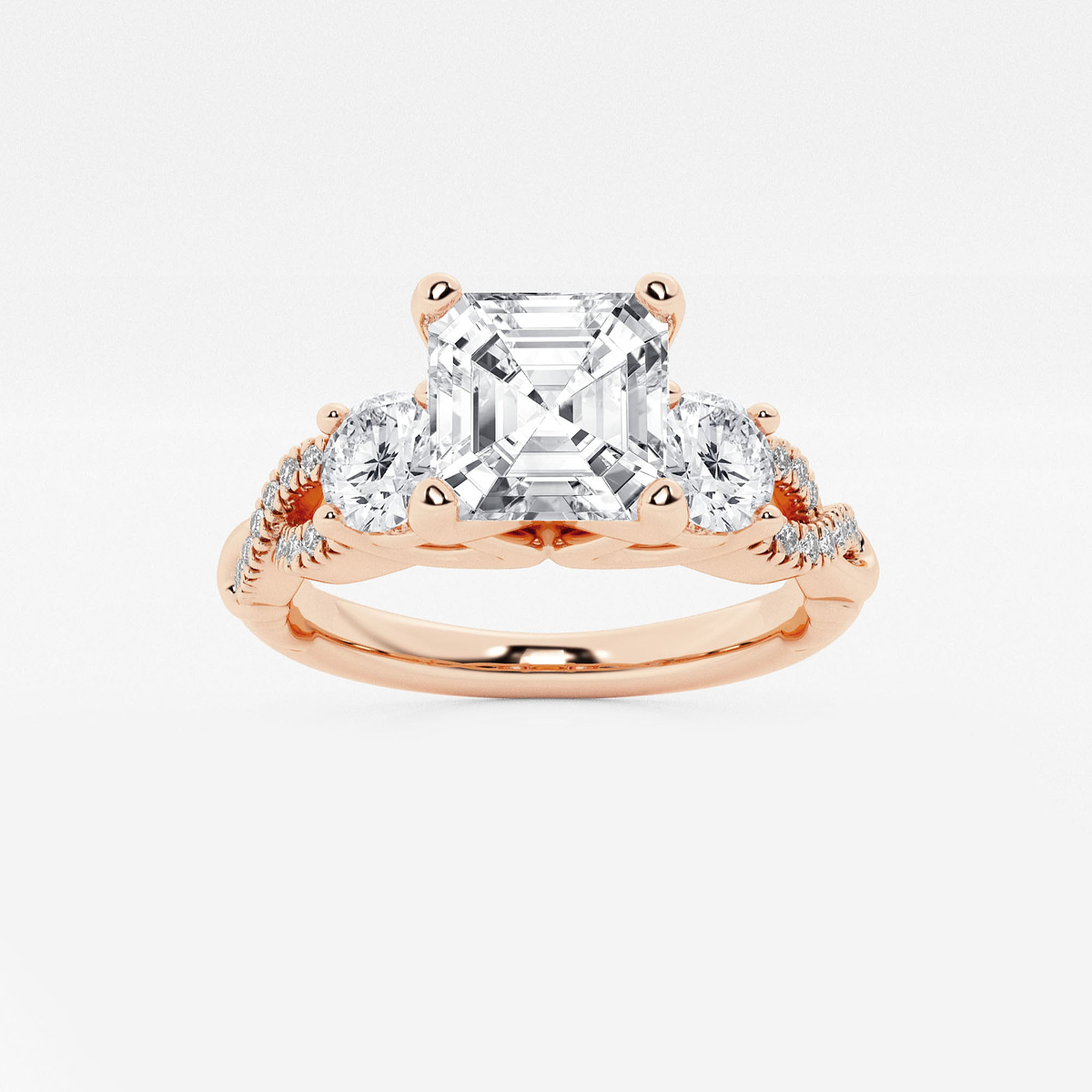 2 ctw Asscher Lab Grown Diamond Swirl Engagement Ring