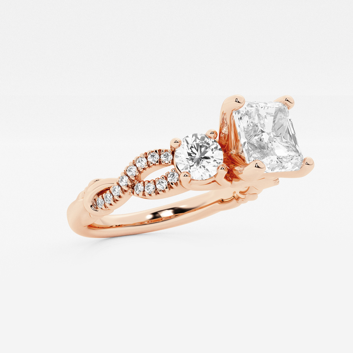 Additional Image 1 for  2 ctw Asscher Lab Grown Diamond Swirl Engagement Ring
