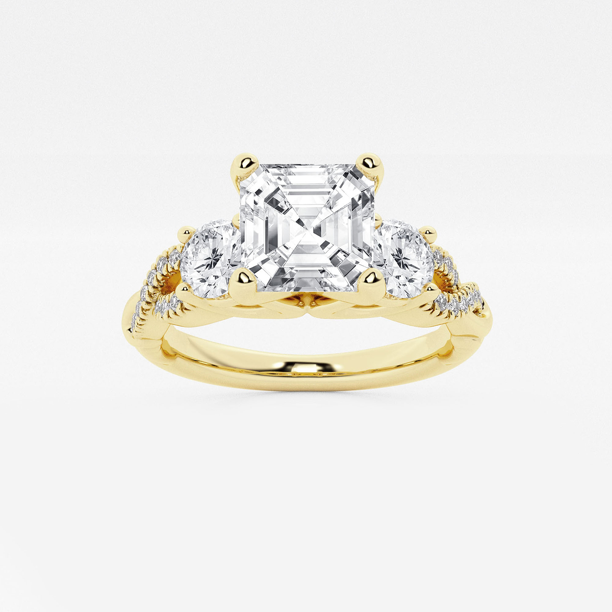 1 1/2 ctw Asscher Lab Grown Diamond Swirl Engagement Ring