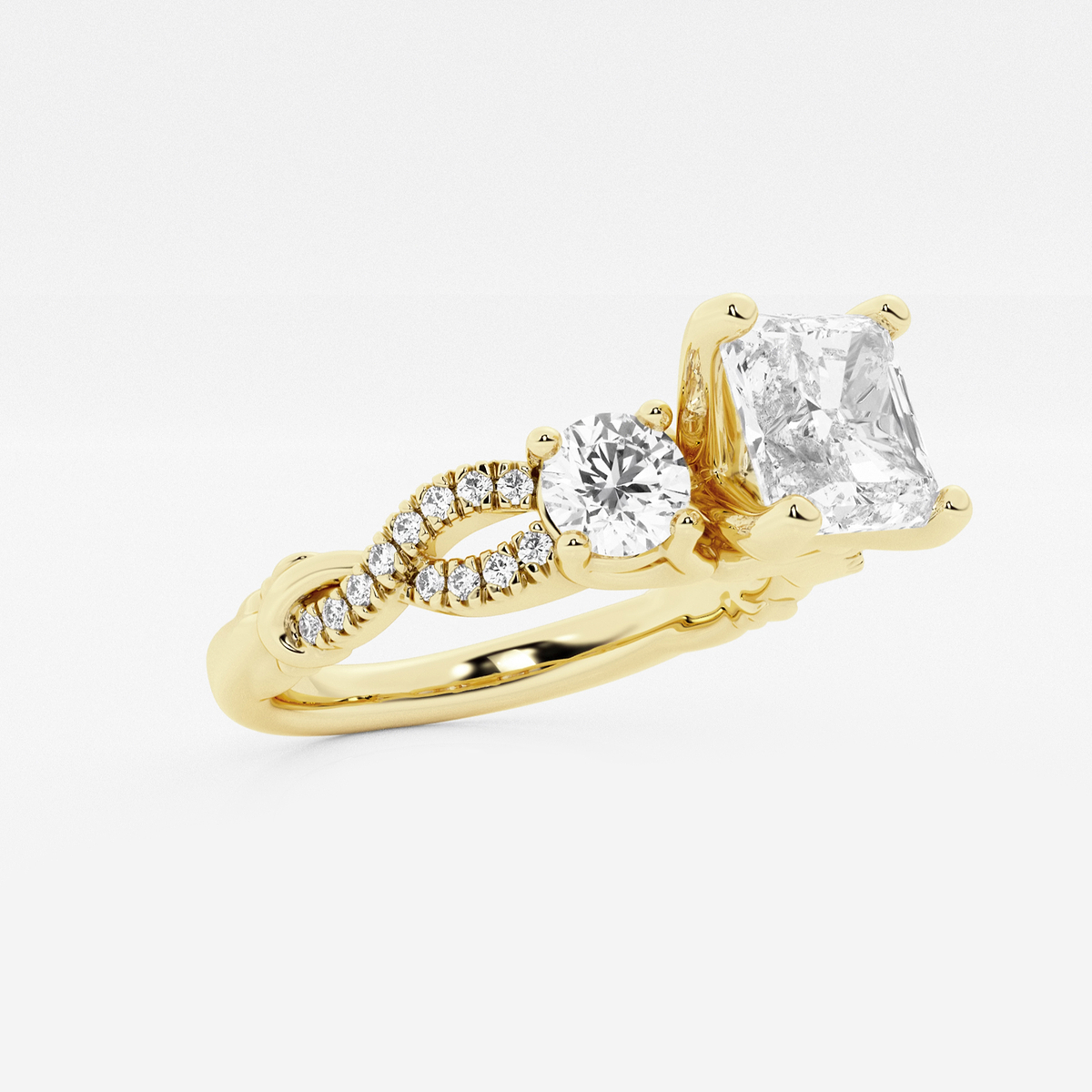Additional Image 1 for  1 1/2 ctw Asscher Lab Grown Diamond Swirl Engagement Ring
