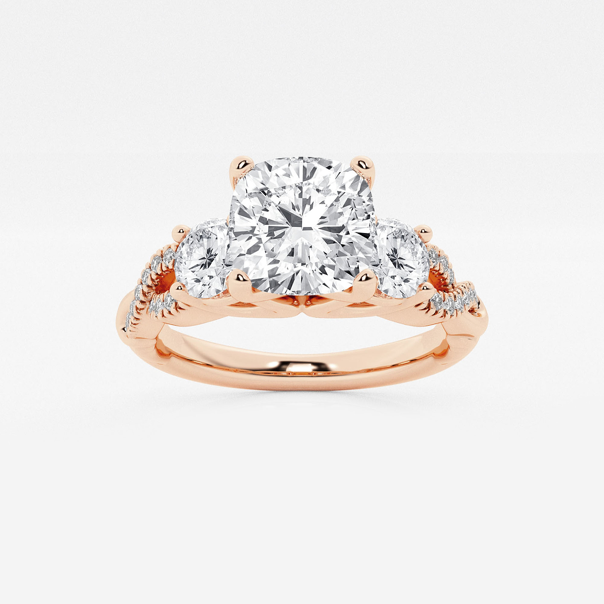 2 ctw Cushion Lab Grown Diamond Swirl Engagement Ring