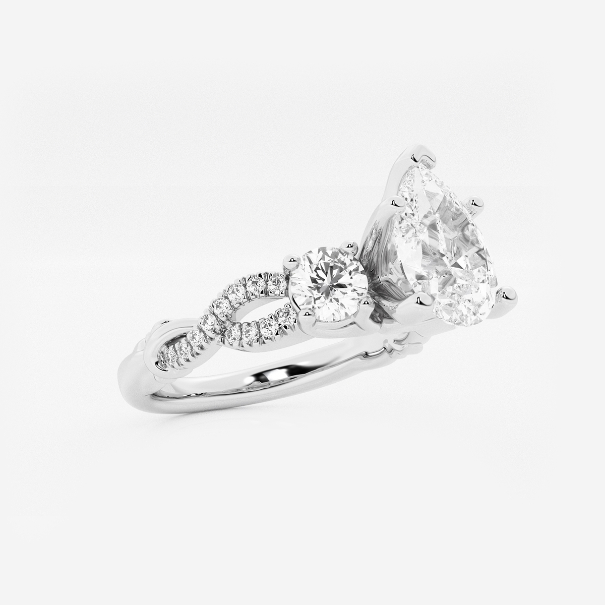 2 ctw Pear Lab Grown Diamond Swirl Engagement Ring 14K White Gold, F, VS2