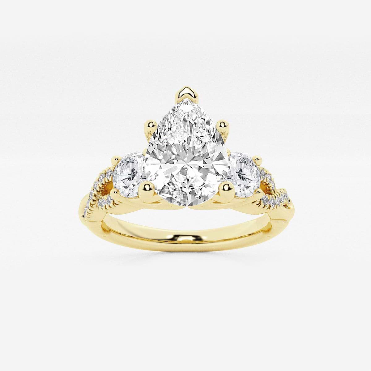 1 1/4 ctw Pear Lab Grown Diamond Swirl Engagement Ring 14K Yellow Gold, FG, VS2+