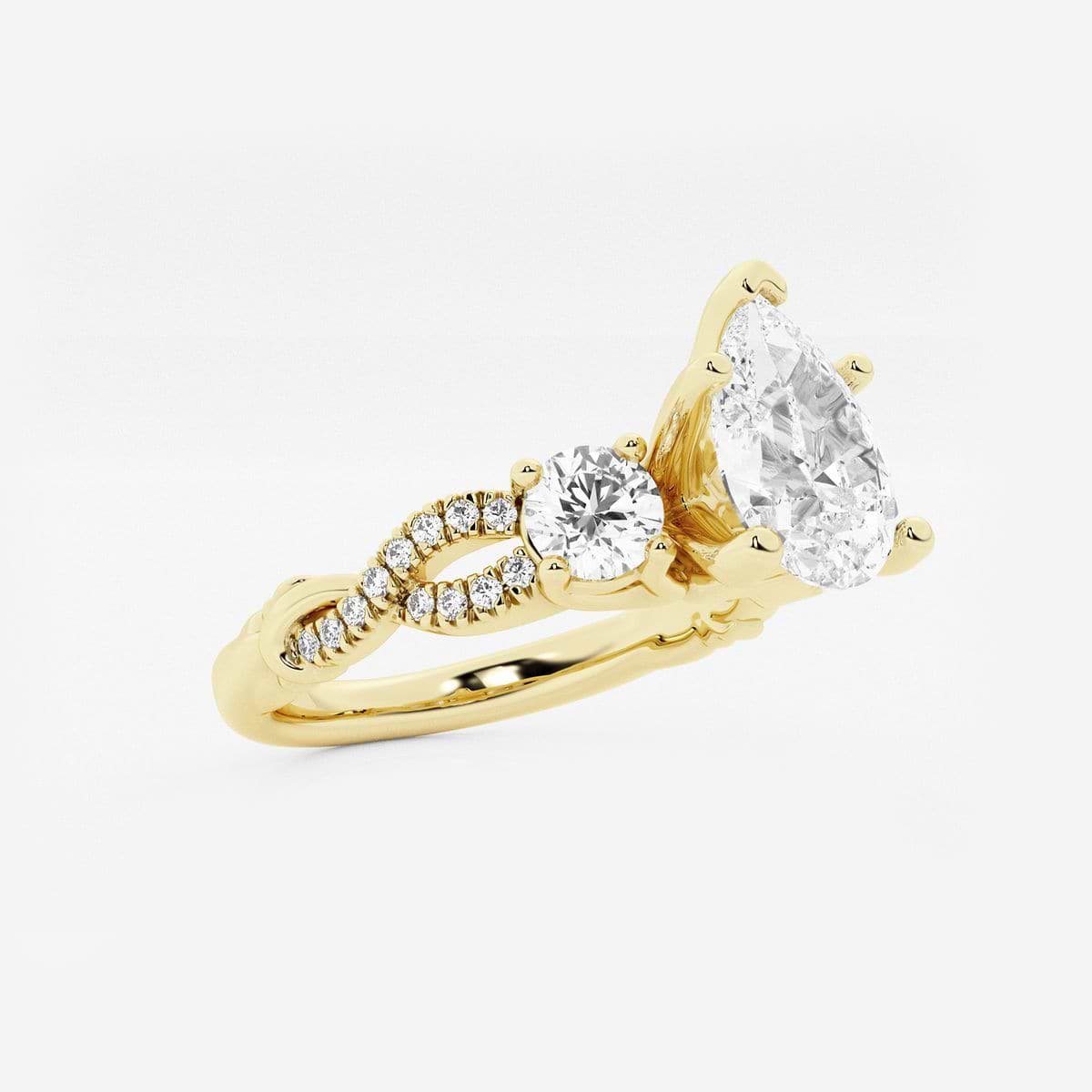 1 1/4 ctw Pear Lab Grown Diamond Swirl Engagement Ring 14K Yellow Gold, FG, VS2+