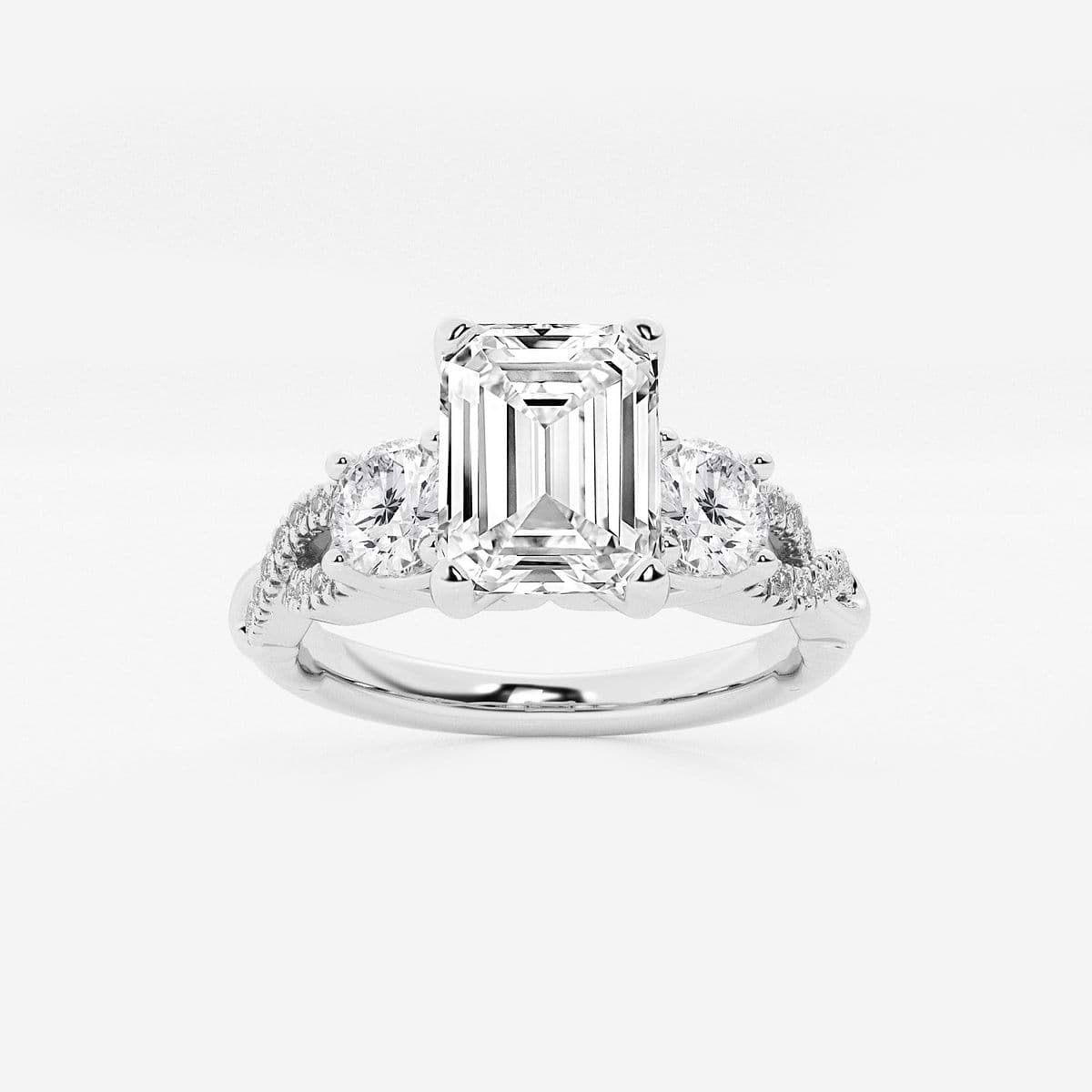 1 1/4 ctw Emerald Lab Grown Diamond Swirl Engagement Ring 14K White Gold, FG, VS2+