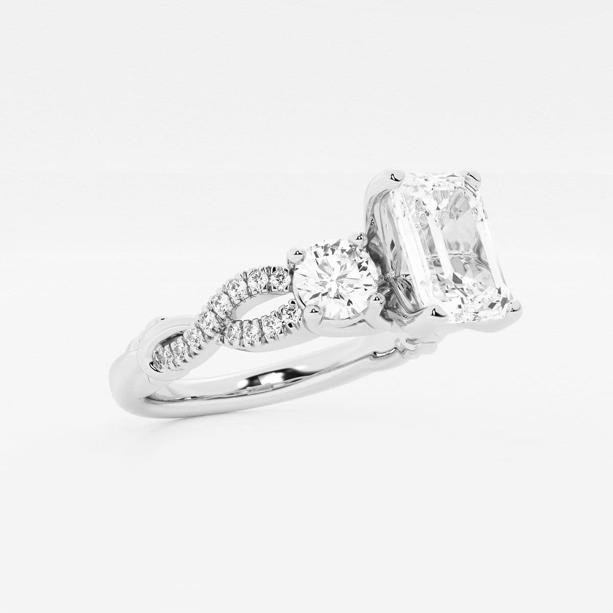 1 1/4 ctw Emerald Lab Grown Diamond Swirl Engagement Ring 14K White Gold, FG, VS2+