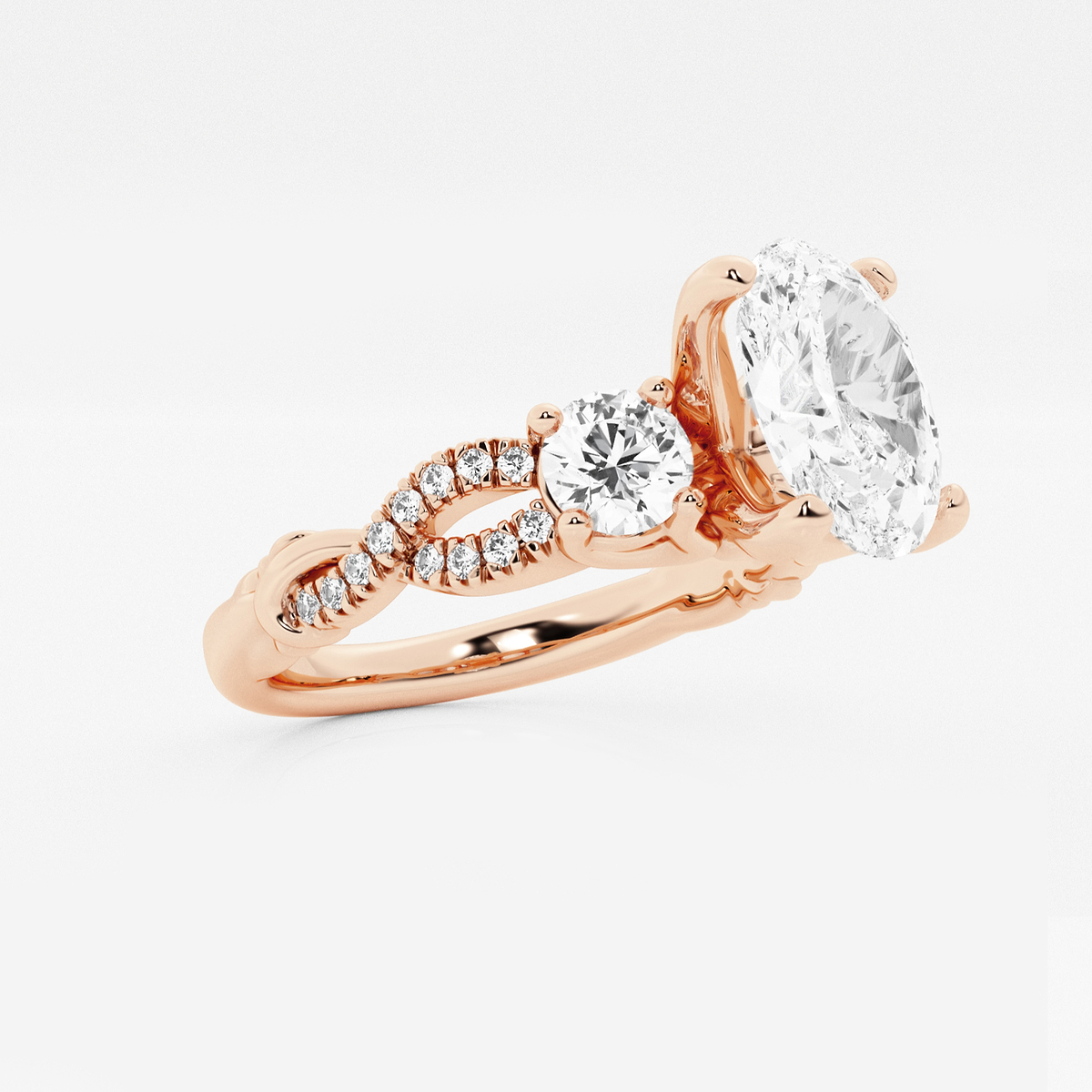 Additional Image 1 for  1 1/2 ctw Oval Lab Grown Diamond Swirl Engagement Ring