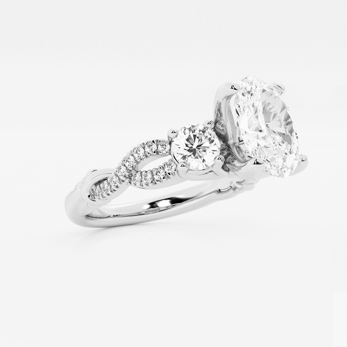 2 ctw Oval Lab Grown Diamond Swirl Engagement Ring 14K White Gold, F,VS2