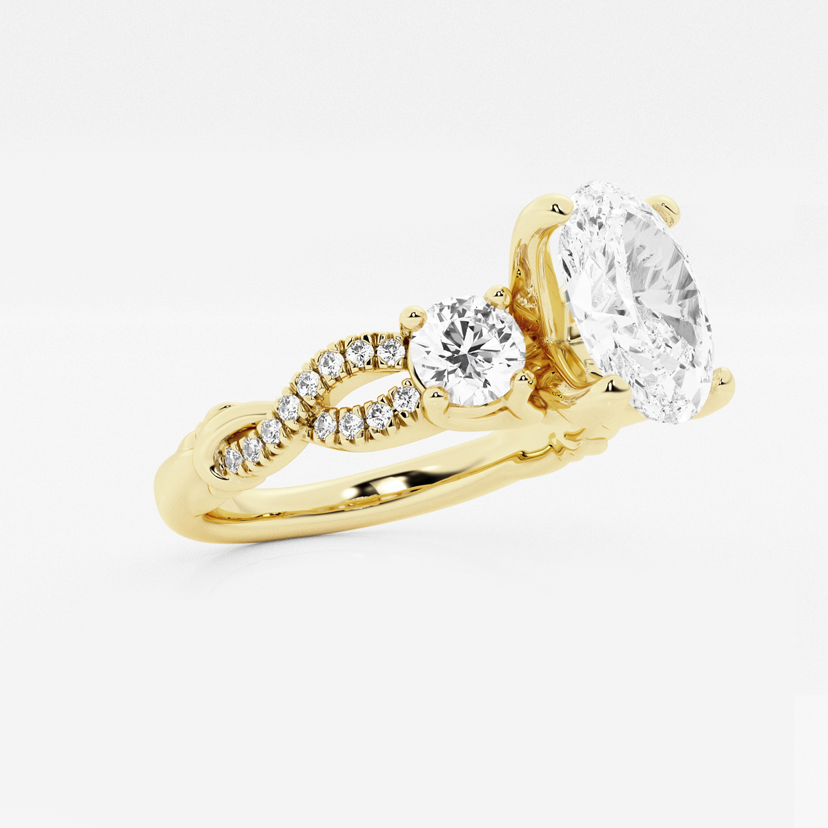 Additional Image 1 for  1 1/2 ctw Oval Lab Grown Diamond Swirl Engagement Ring